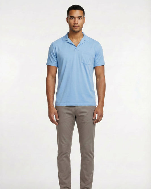 BOBBY MERINO JERSEY COLLARED SHIRT -BLUE