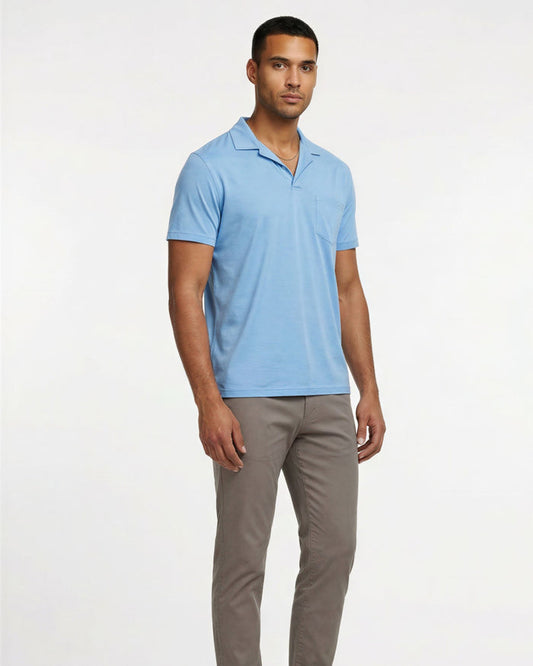 BOBBY MERINO JERSEY COLLARED SHIRT -BLUE