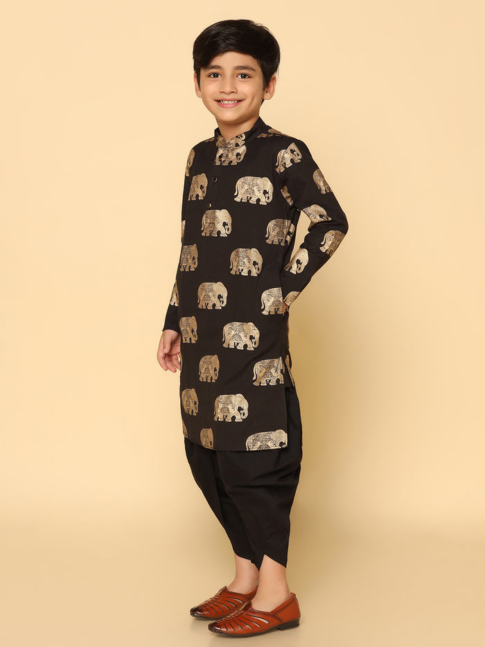 Boy's Black Kurta Dhoti Set