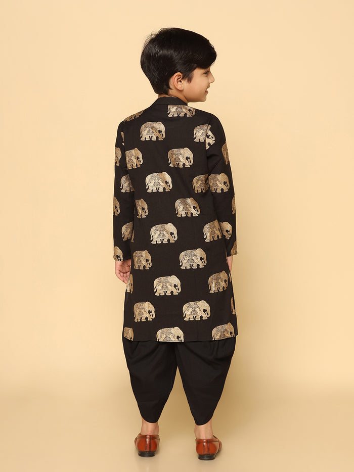 Boy's Black Kurta Dhoti Set
