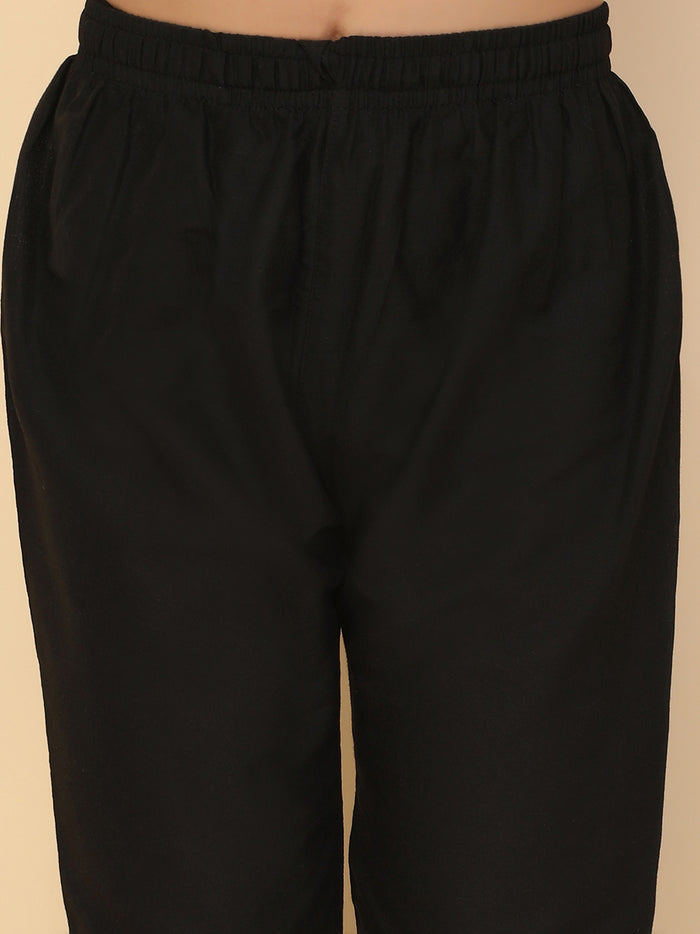 Boys Black Kurta Jacket Pyjama Sets