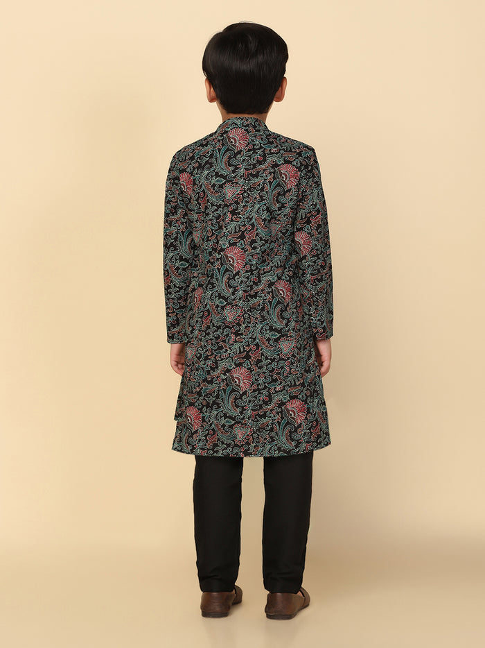 Boy's Black Printed Kurta