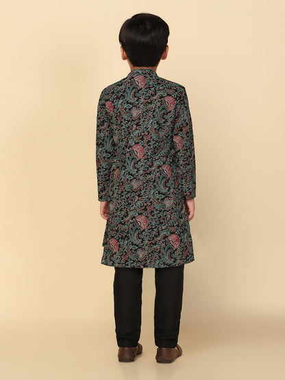 Boy's Black Printed Kurta