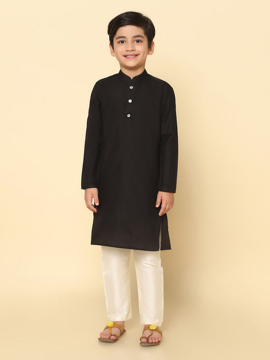 Boy's Black Solid Kurta