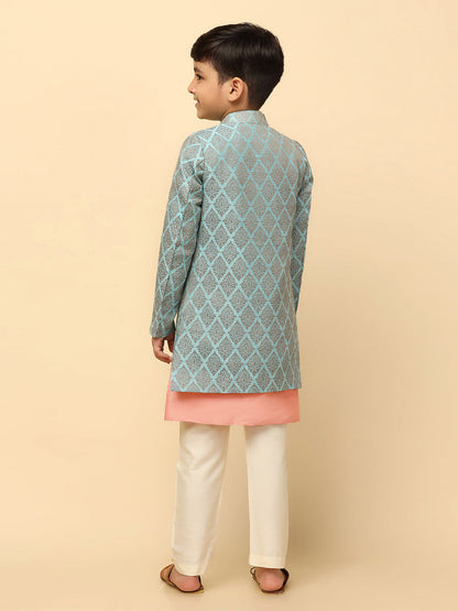 Boy's Blue Kurta Indowestern Pyjama Set