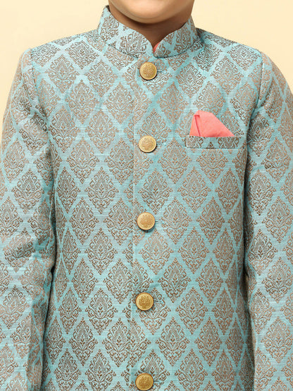 Boy's Blue Kurta Indowestern Pyjama Set