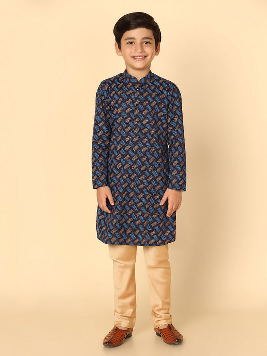Boy's Blue Kurta Pyjama Set