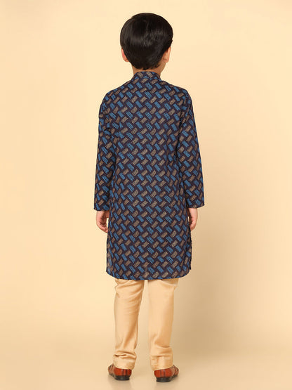 Boy's Blue Kurta Pyjama Set