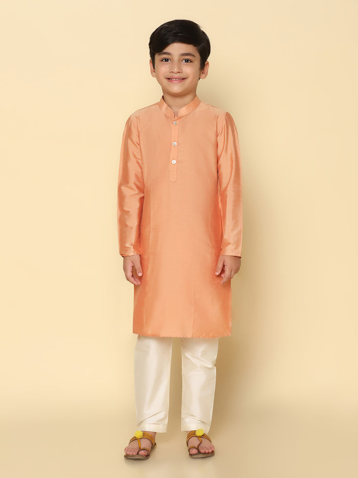 Boy's Coral Kurta Pyjama Set