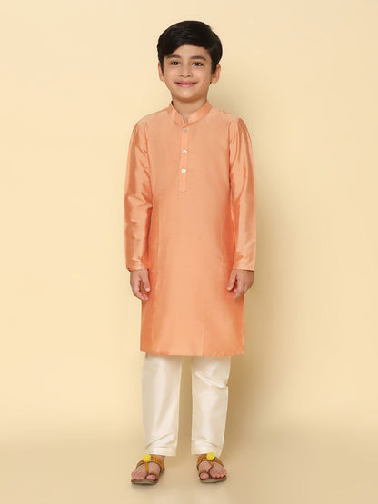 Boy's Coral Kurta Pyjama Set