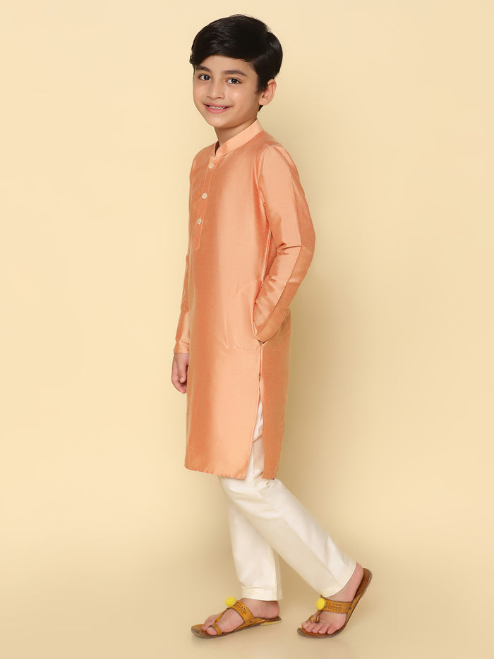 Boy's Coral Kurta Pyjama Set