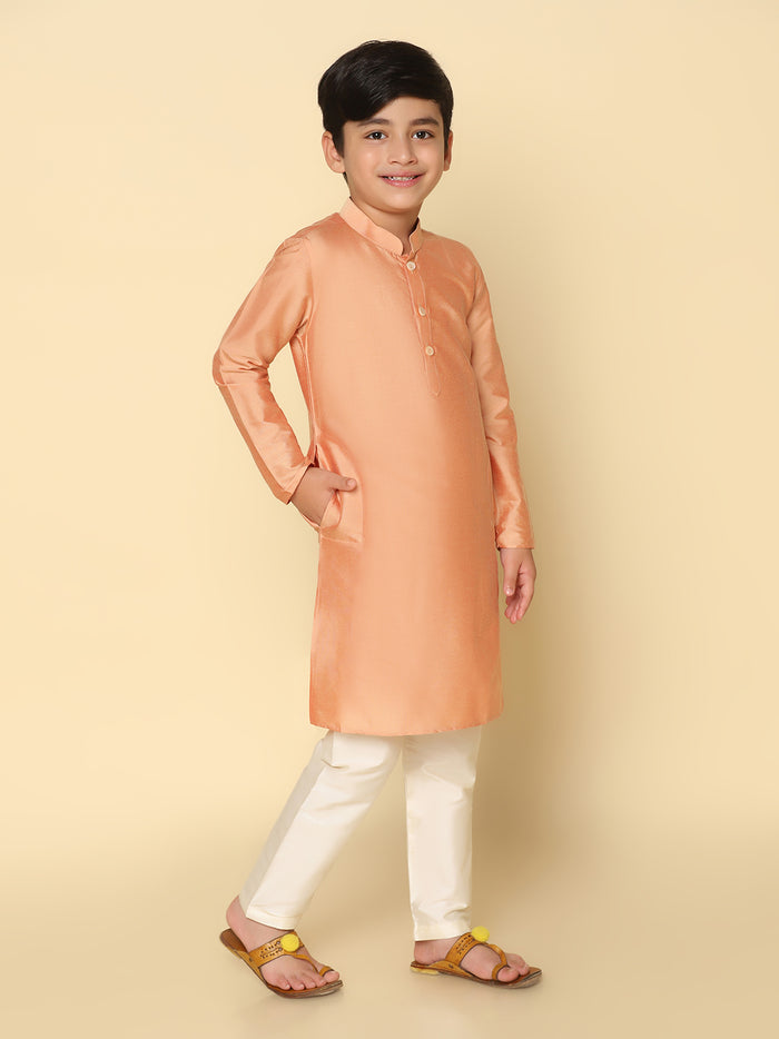 Boy's Coral Kurta Pyjama Set