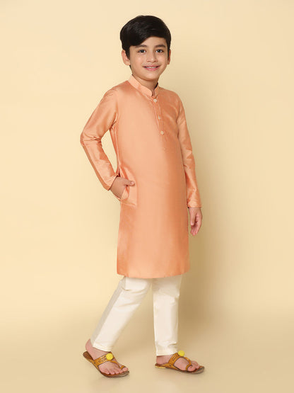 Boy's Coral Kurta Pyjama Set