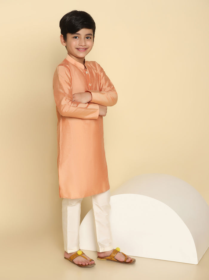 Boy's Coral Kurta Pyjama Set