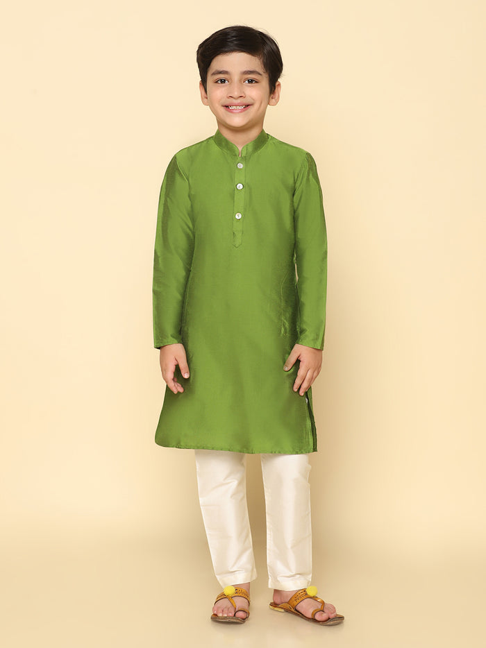 Boy's Green Kurta Pyjama Set