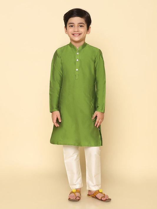 Boy's Green Kurta Pyjama Set