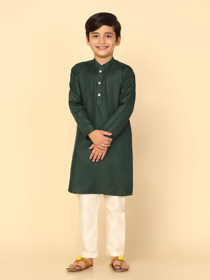 Boy's Green Kurta Pyjama Set