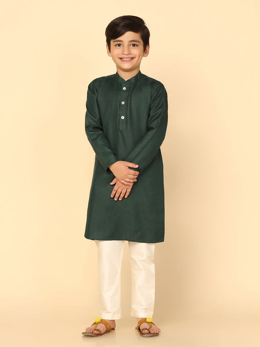 Boy's Green Kurta Pyjama Set