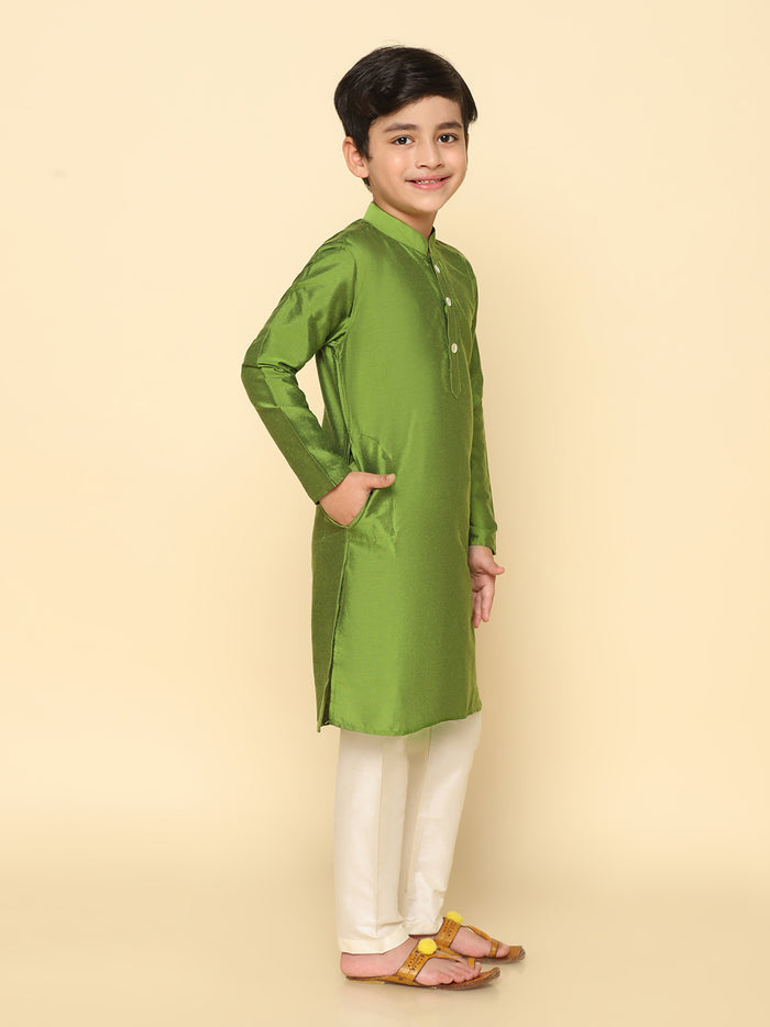 Boy's Green Kurta Pyjama Set