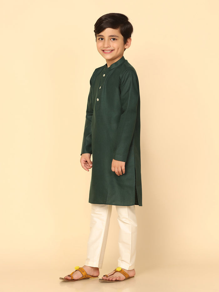 Boy's Green Kurta Pyjama Set