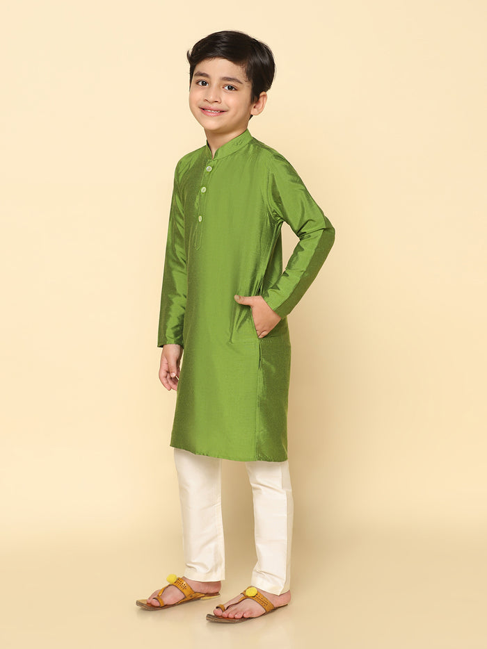 Boy's Green Kurta Pyjama Set