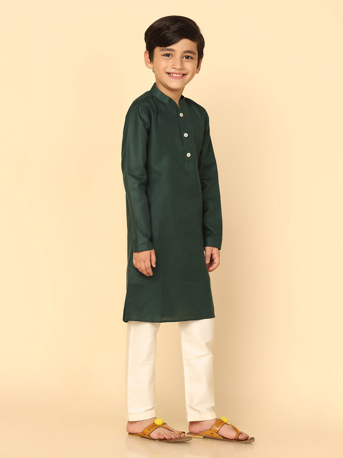 Boy's Green Kurta Pyjama Set
