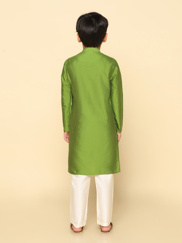 Boy's Green Kurta Pyjama Set