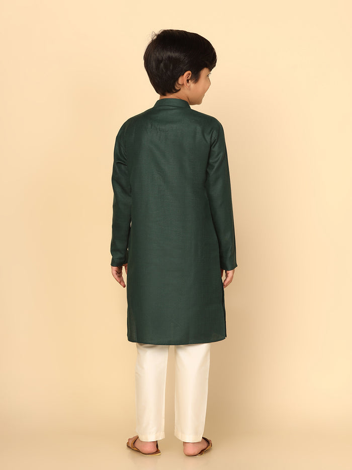 Boy's Green Kurta Pyjama Set