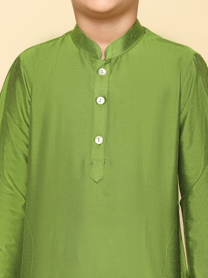 Boy's Green Kurta Pyjama Set