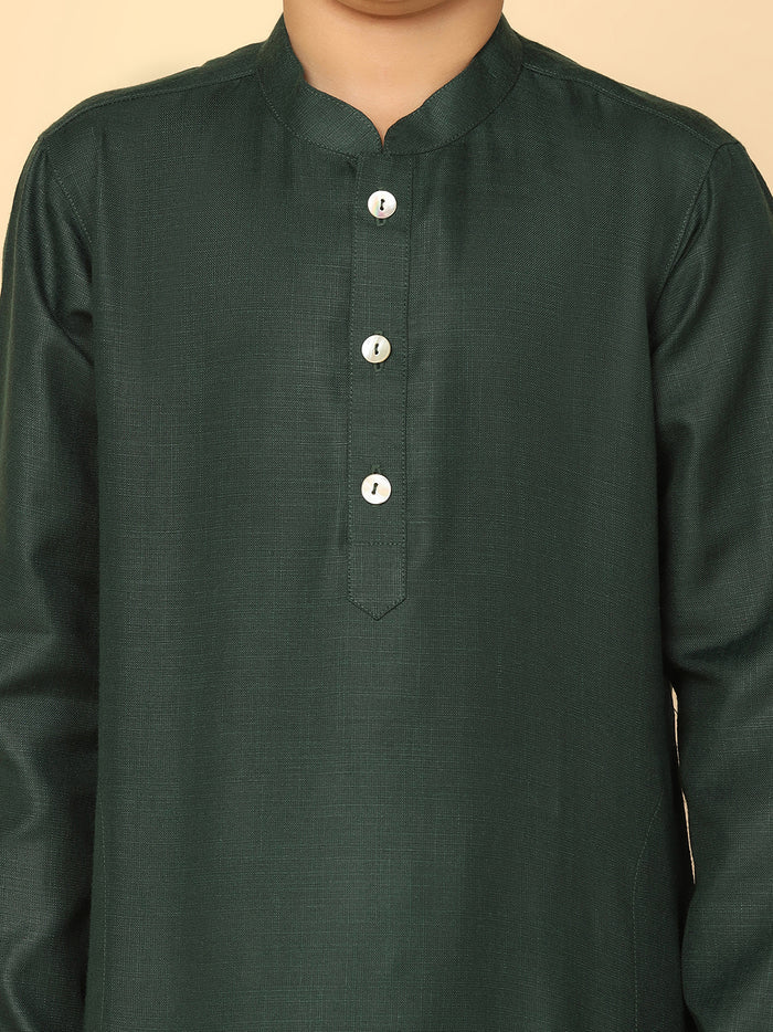 Boy's Green Kurta Pyjama Set