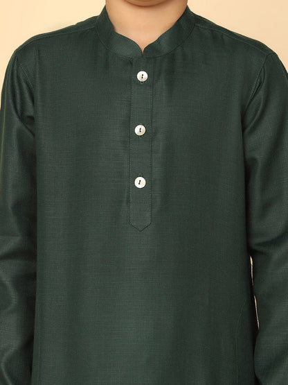 Boy's Green Kurta Pyjama Set