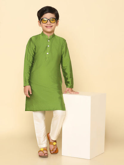 Boy's Green Kurta Pyjama Set