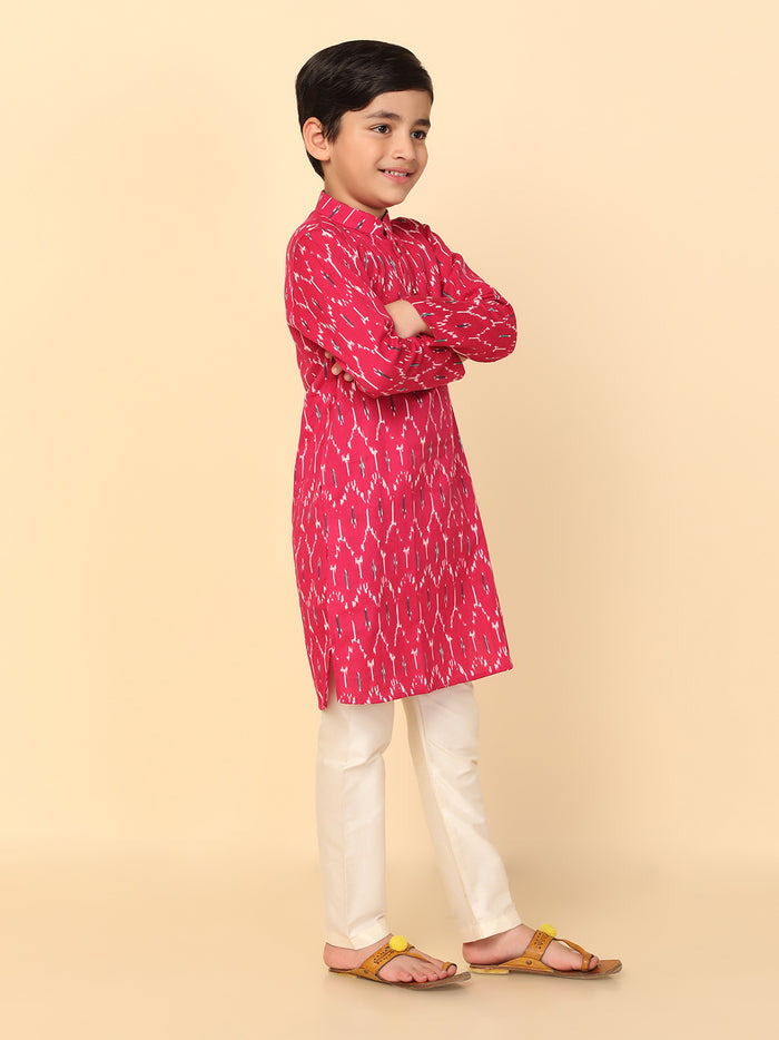 Boy's Hot Pink Kurta Pyjama Set