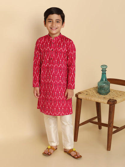Boy's Hot Pink Kurta Pyjama Set