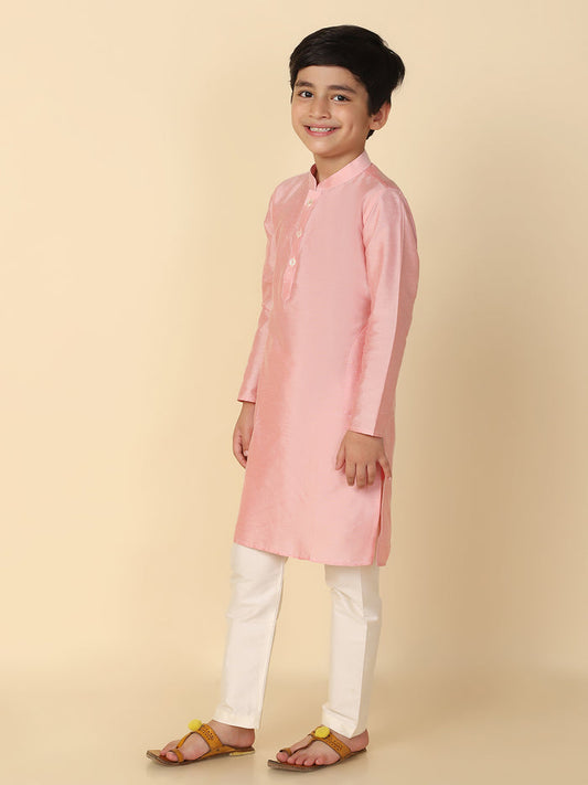 Boy's Light pink Kurta Pyjama Set