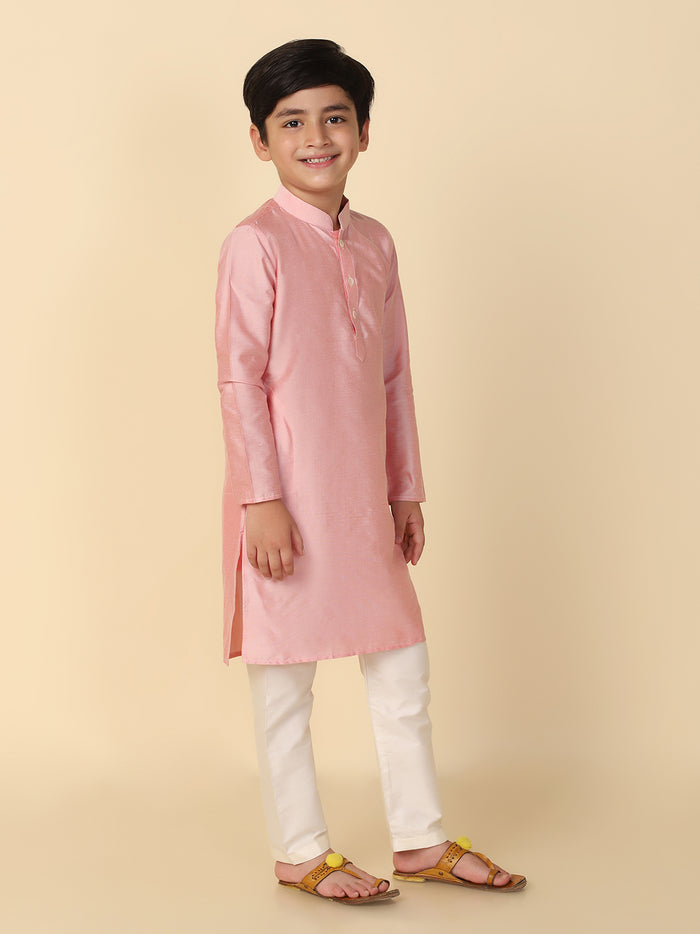 Boy's Light pink Kurta Pyjama Set