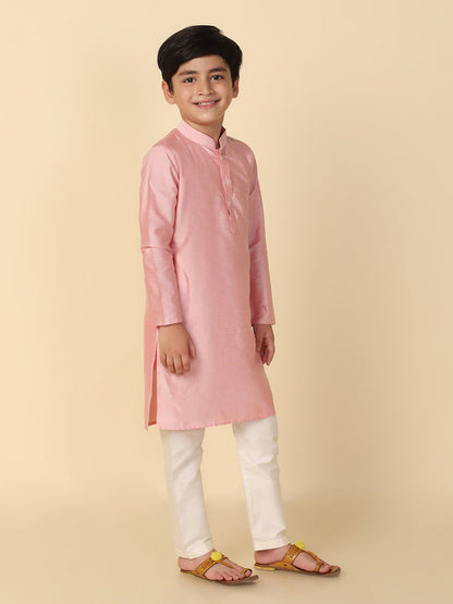 Boy's Light pink Kurta Pyjama Set