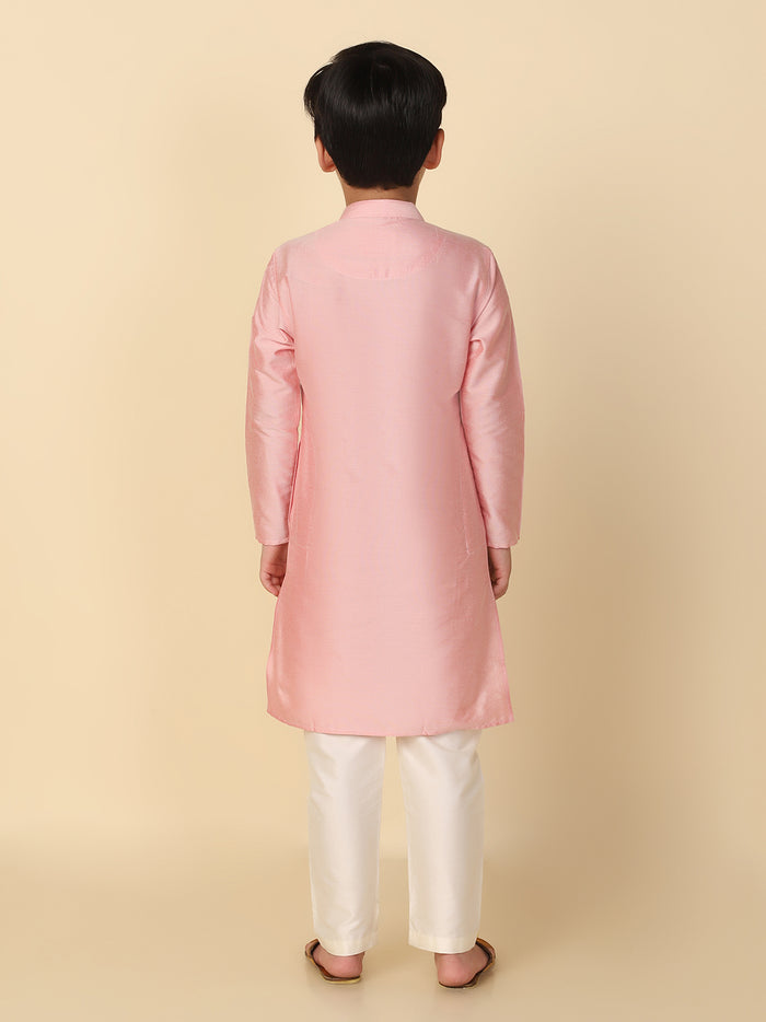 Boy's Light pink Kurta Pyjama Set