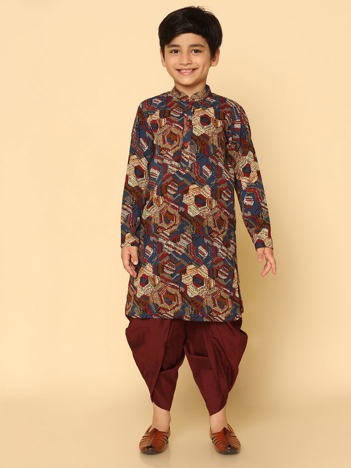 Boy's Maroon Kurta Dhoti Set