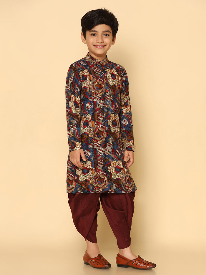 Boy's Maroon Kurta Dhoti Set