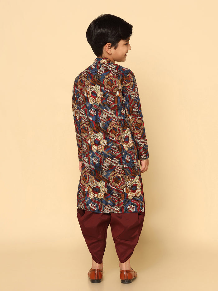 Boy's Maroon Kurta Dhoti Set
