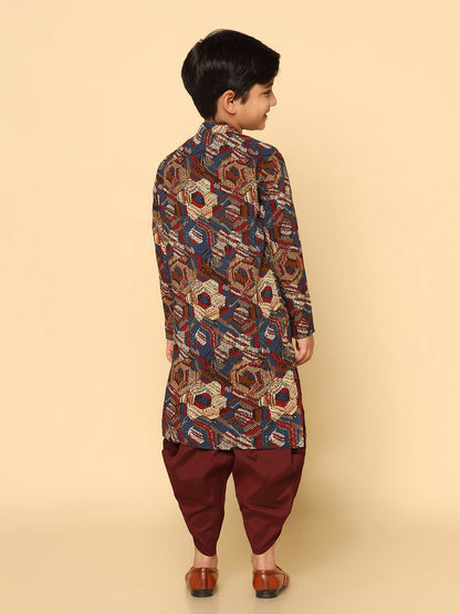 Boy's Maroon Kurta Dhoti Set
