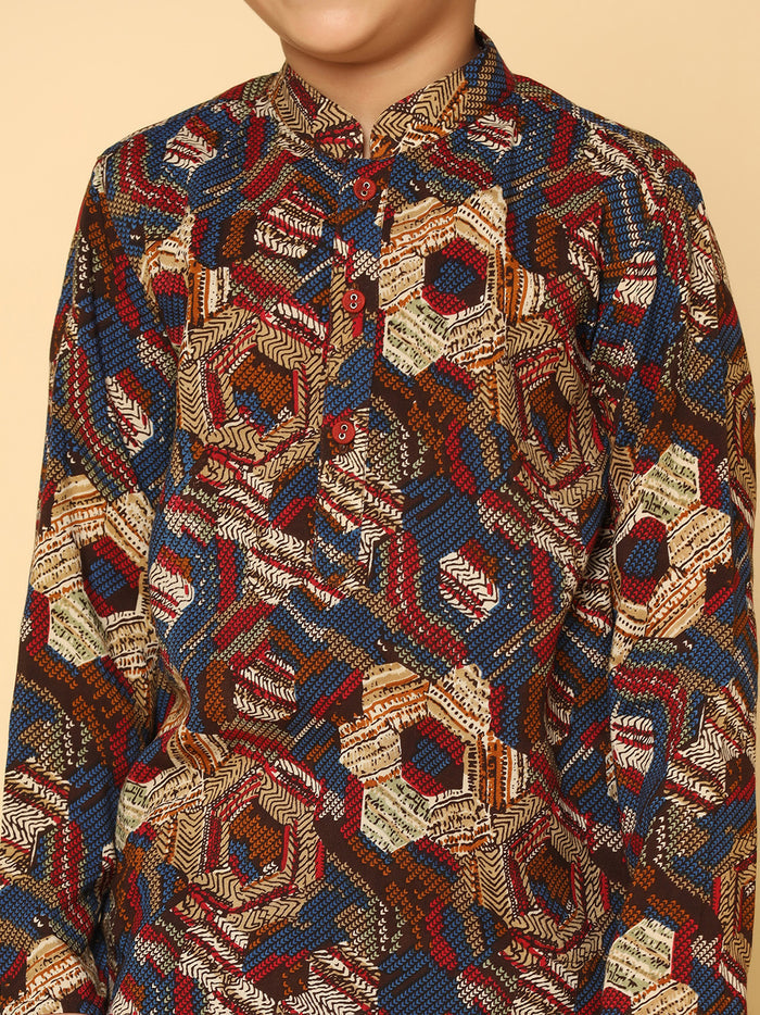 Boy's Maroon Kurta Dhoti Set