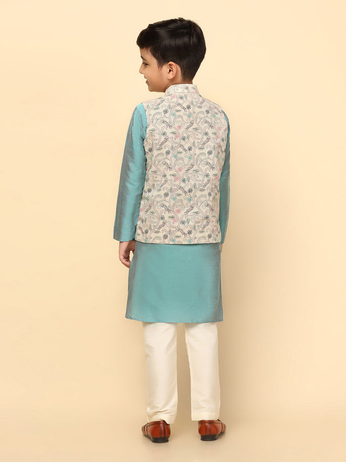 Boys Multi-Color Kurta Jacket Pyjama Sets