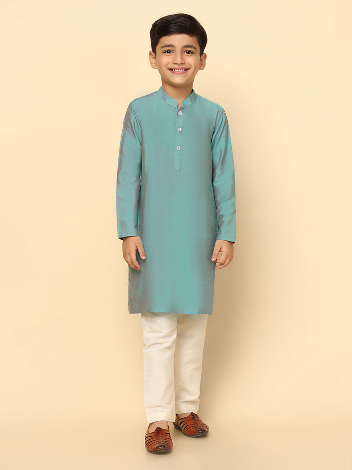 Boys Multi-Color Kurta Jacket Pyjama Sets