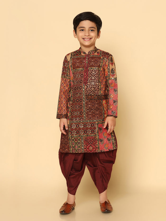 Boy's Multicolor  Kurta Dhoti Set