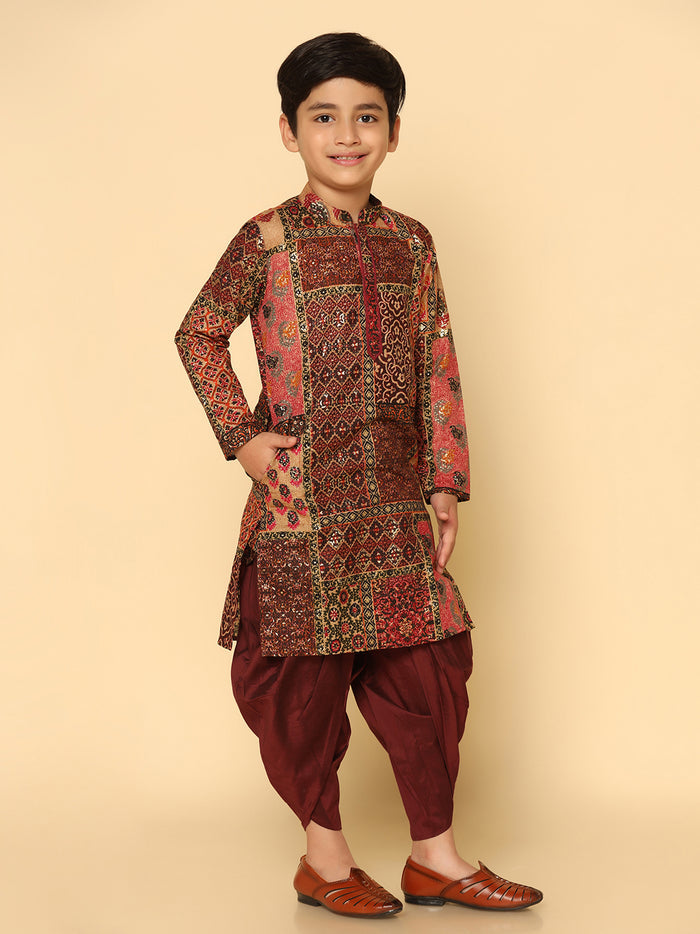 Boy's Multicolor  Kurta Dhoti Set