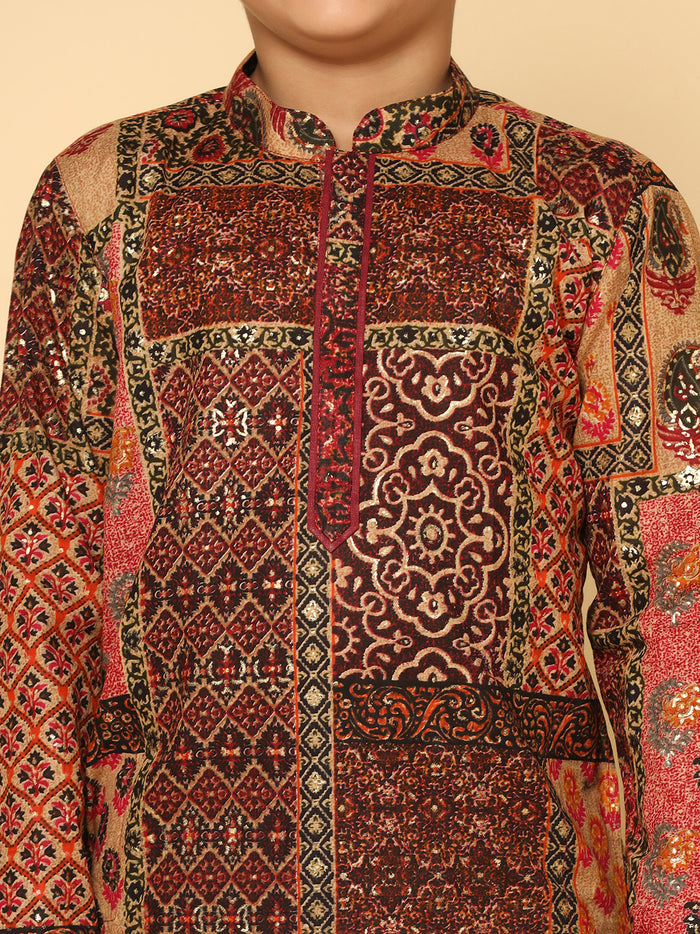 Boy's Multicolor  Kurta Dhoti Set