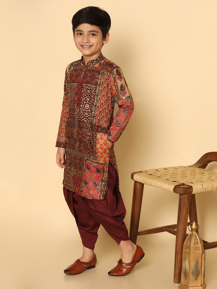 Boy's Multicolor  Kurta Dhoti Set