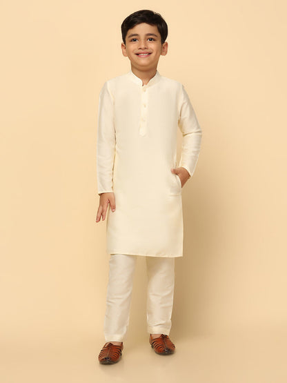 Boys Peach Kurta Jacket Pyjama Sets